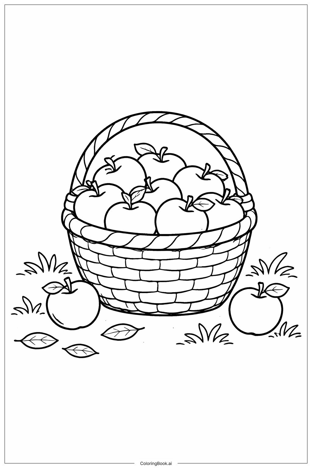  9월 사과 바구니 색칠공부 페이지 