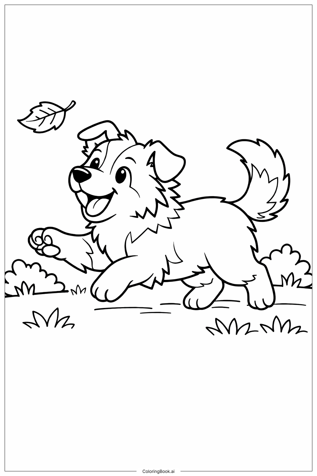  9월 행복한 보더 콜리 강아지 색칠공부 페이지 