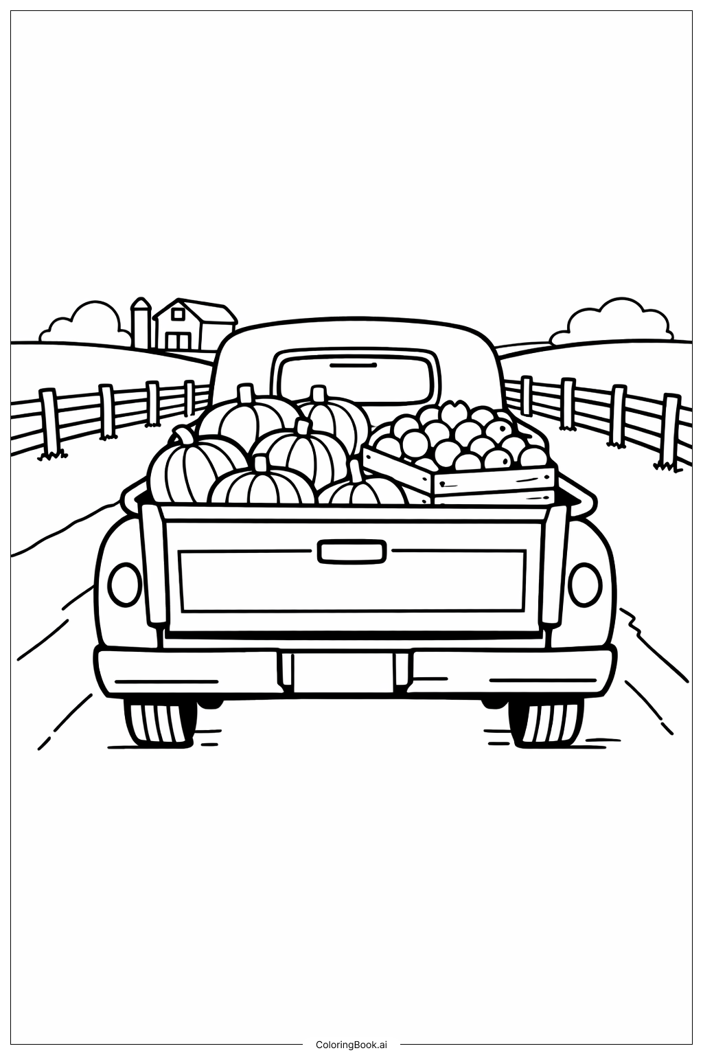  9월 수확 트럭 색칠공부 페이지 