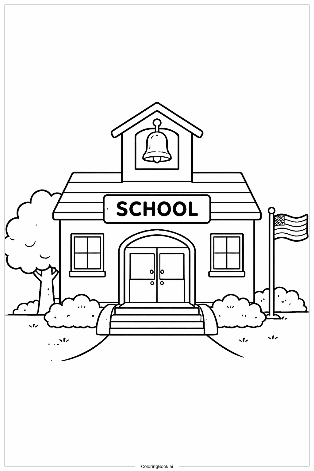  입구에 있는 9월 학교 벨 색칠공부 페이지 