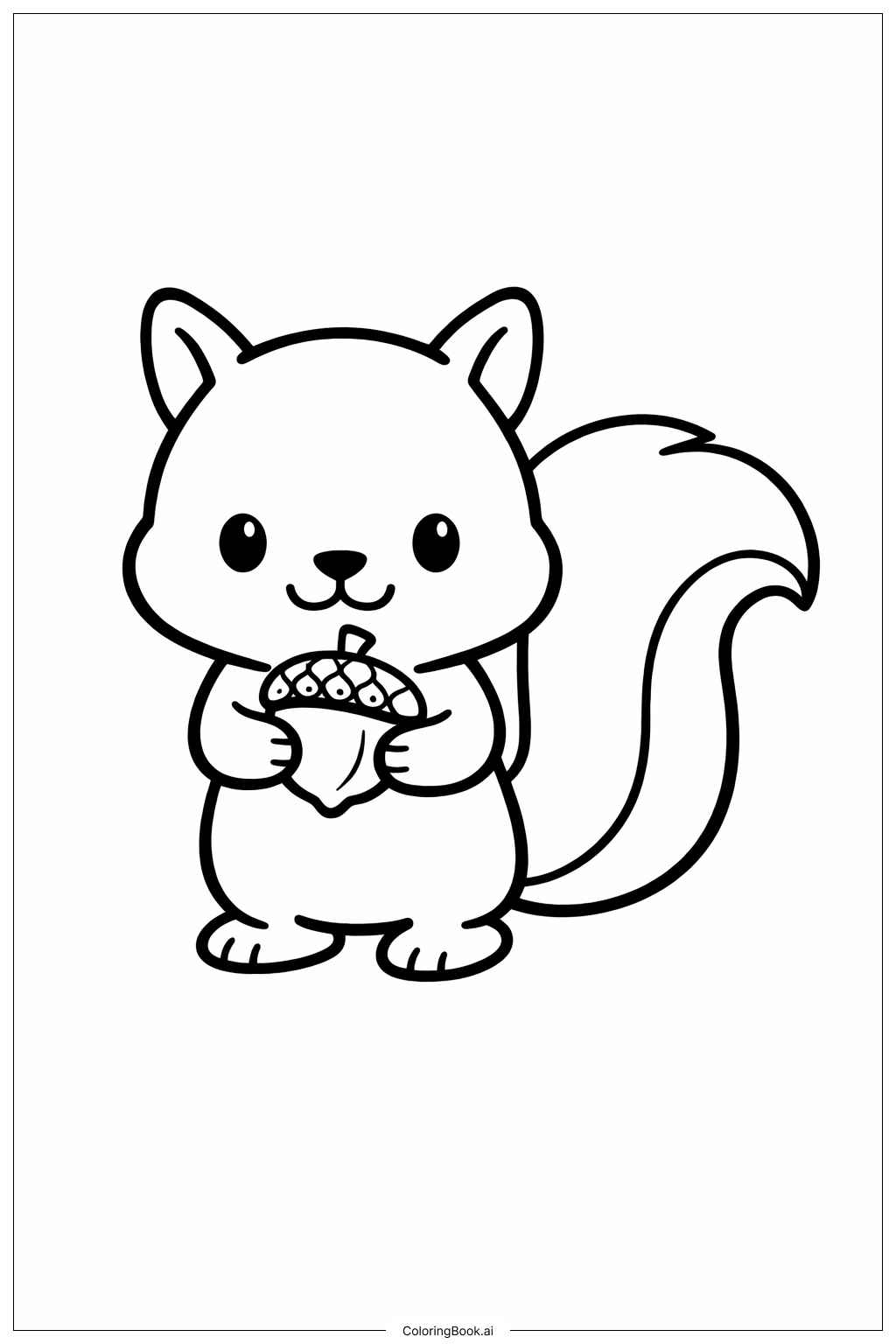  9월 다람쥐와 도토리 색칠공부 페이지 