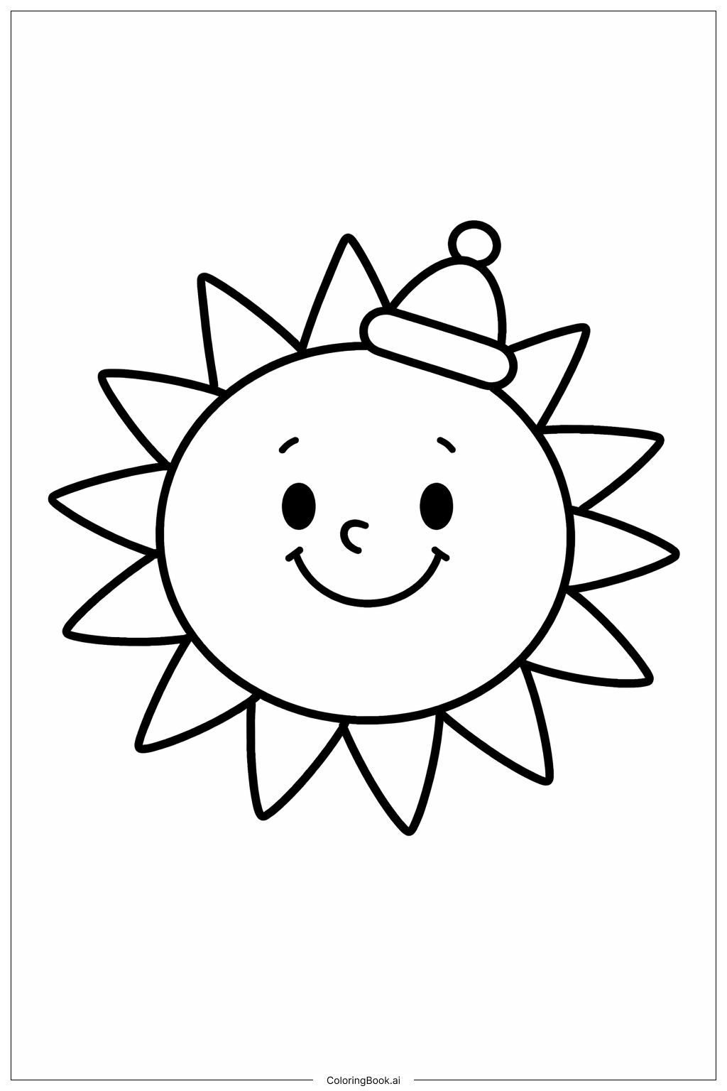  미소 짓는 얼굴의 9월 태양 색칠공부 페이지 