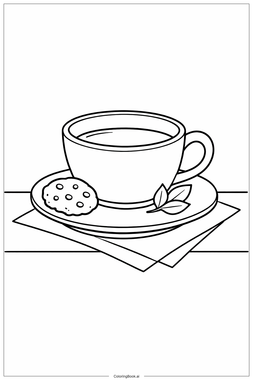  컵과 쿠키와 함께하는 9월 티타임 색칠공부 페이지 