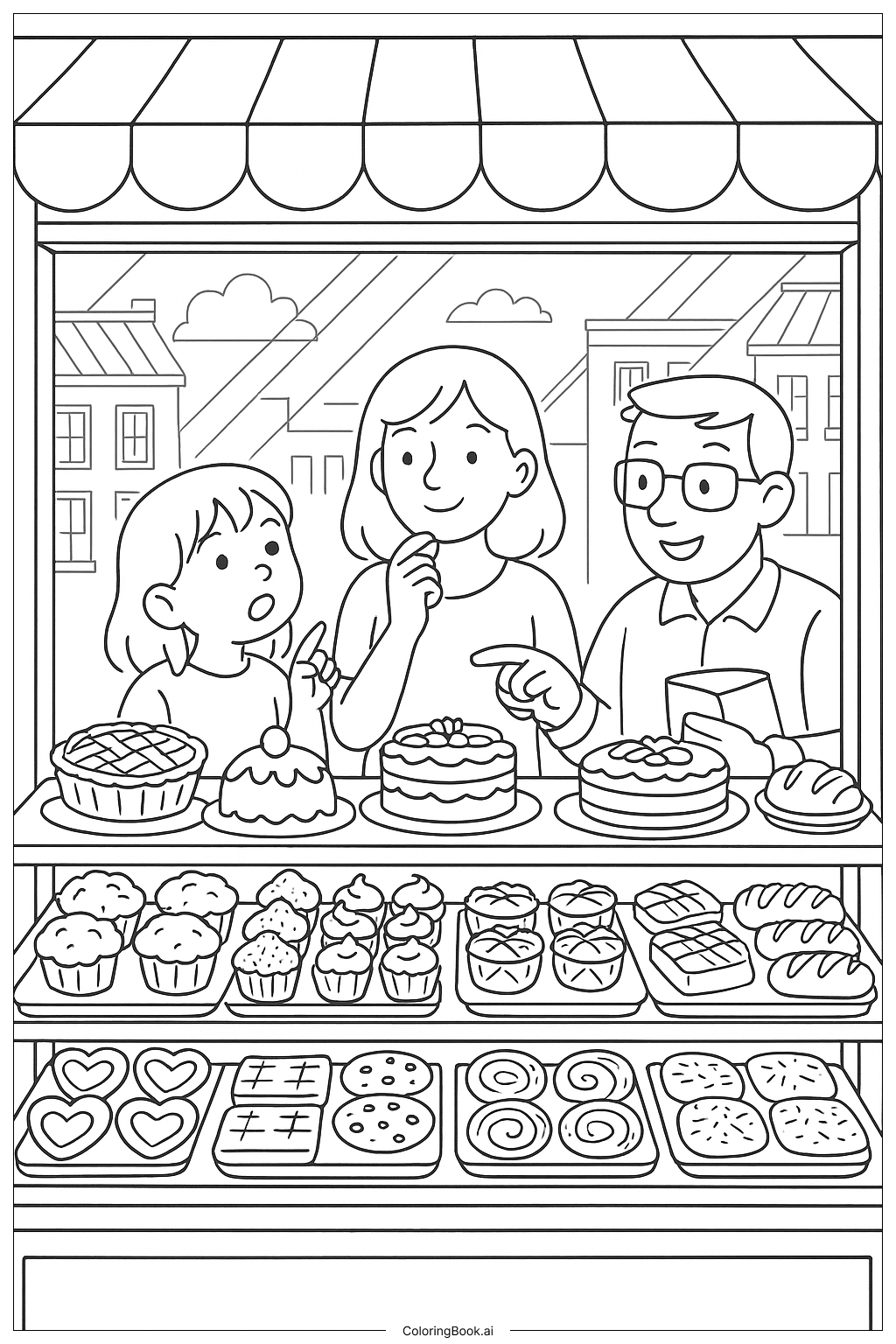  세서미 스트리트 빵집 진열창 색칠공부 페이지 