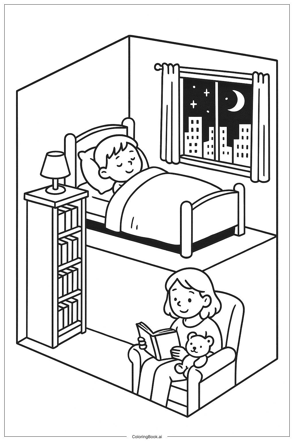  세서미 스트리트 취침 시간 집 색칠공부 페이지 