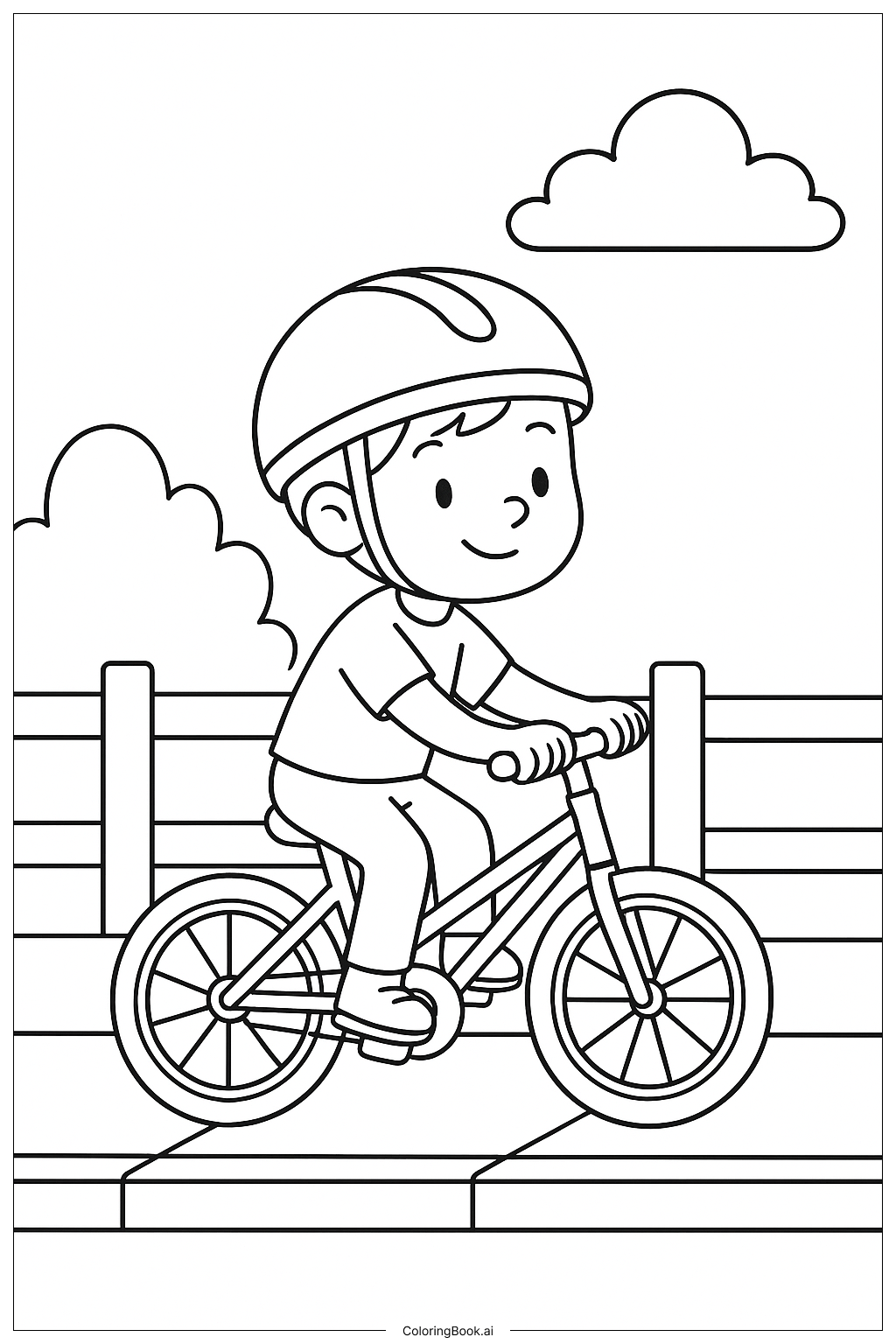  Page de coloriage Balade à vélo Rue Sésame 