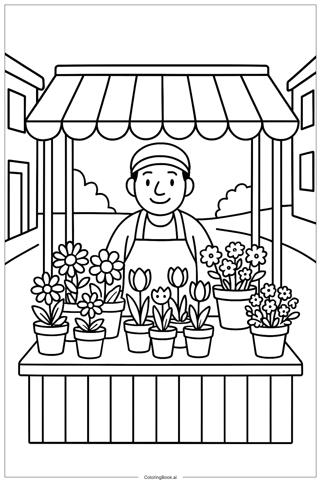  Page de coloriage Marché aux fleurs de Sesame Street 