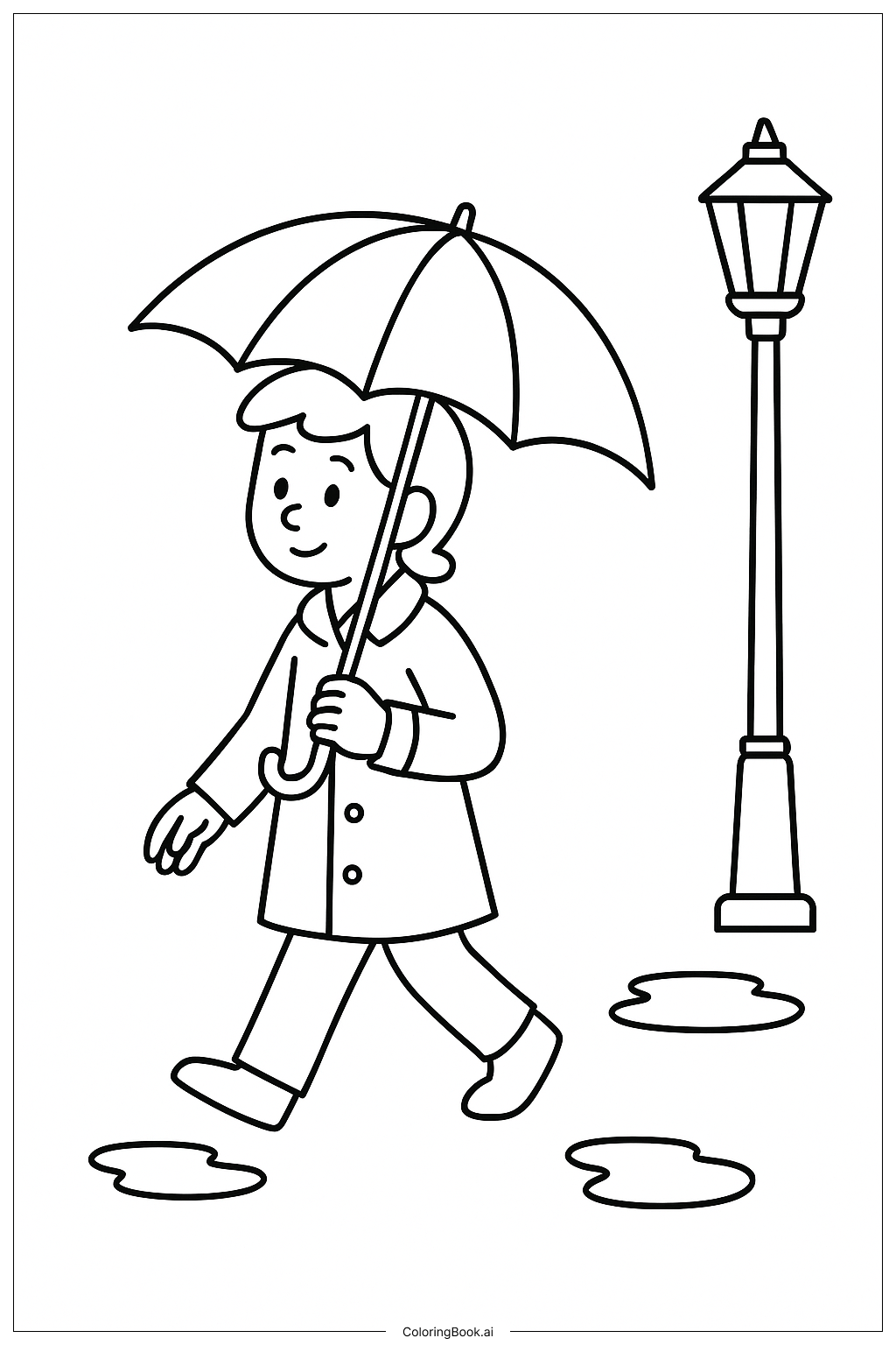  Page de coloriage Promenade pluvieuse dans la rue Sésame 