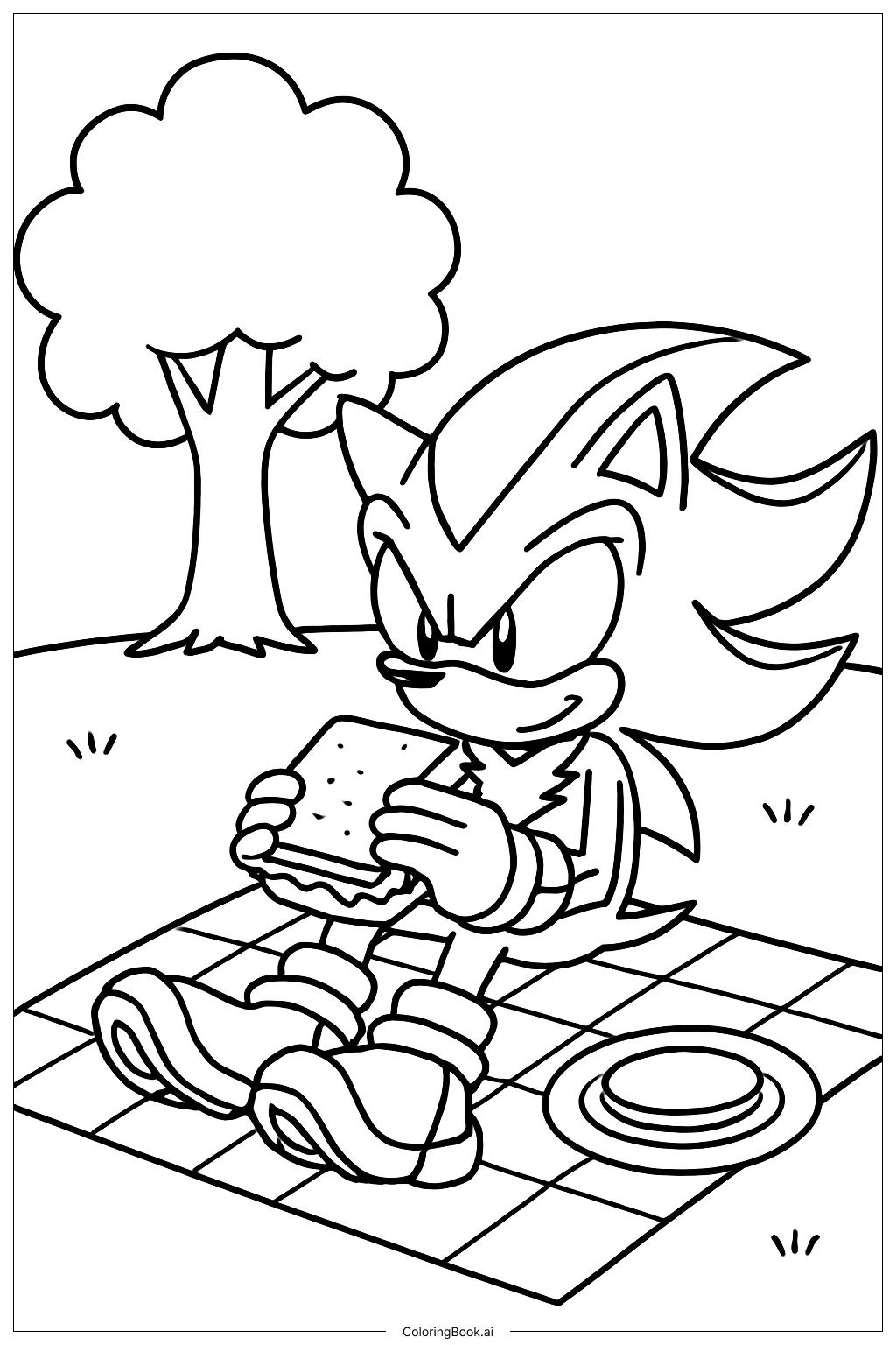  Schatten-Picknick-Tag Ausmalseite 