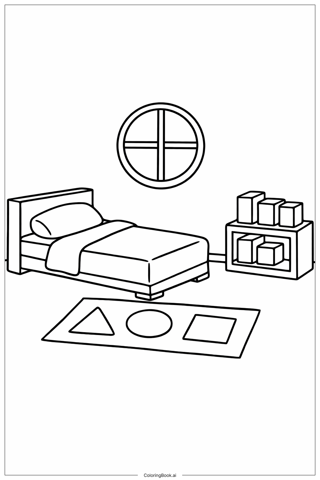  모양이 아늑한 방 색칠공부 페이지 