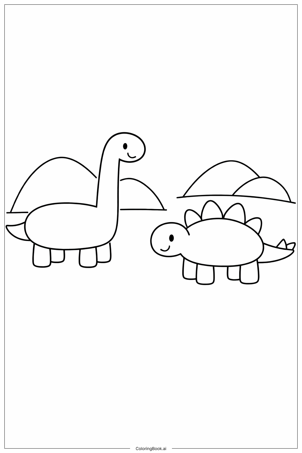  Página para colorear de Dinosaurios Amigables de Formas 