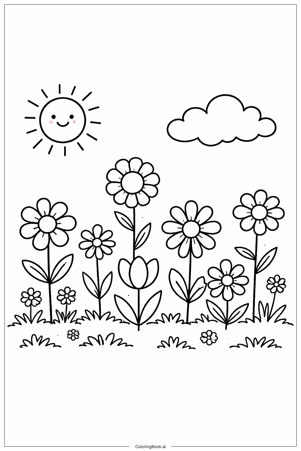  모양 정원 장면 색칠공부 페이지 