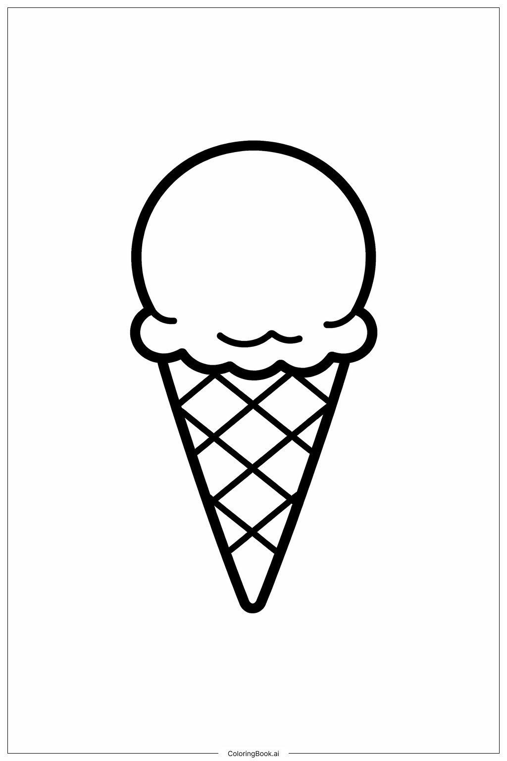  모양 아이스크림 콘 색칠공부 페이지 