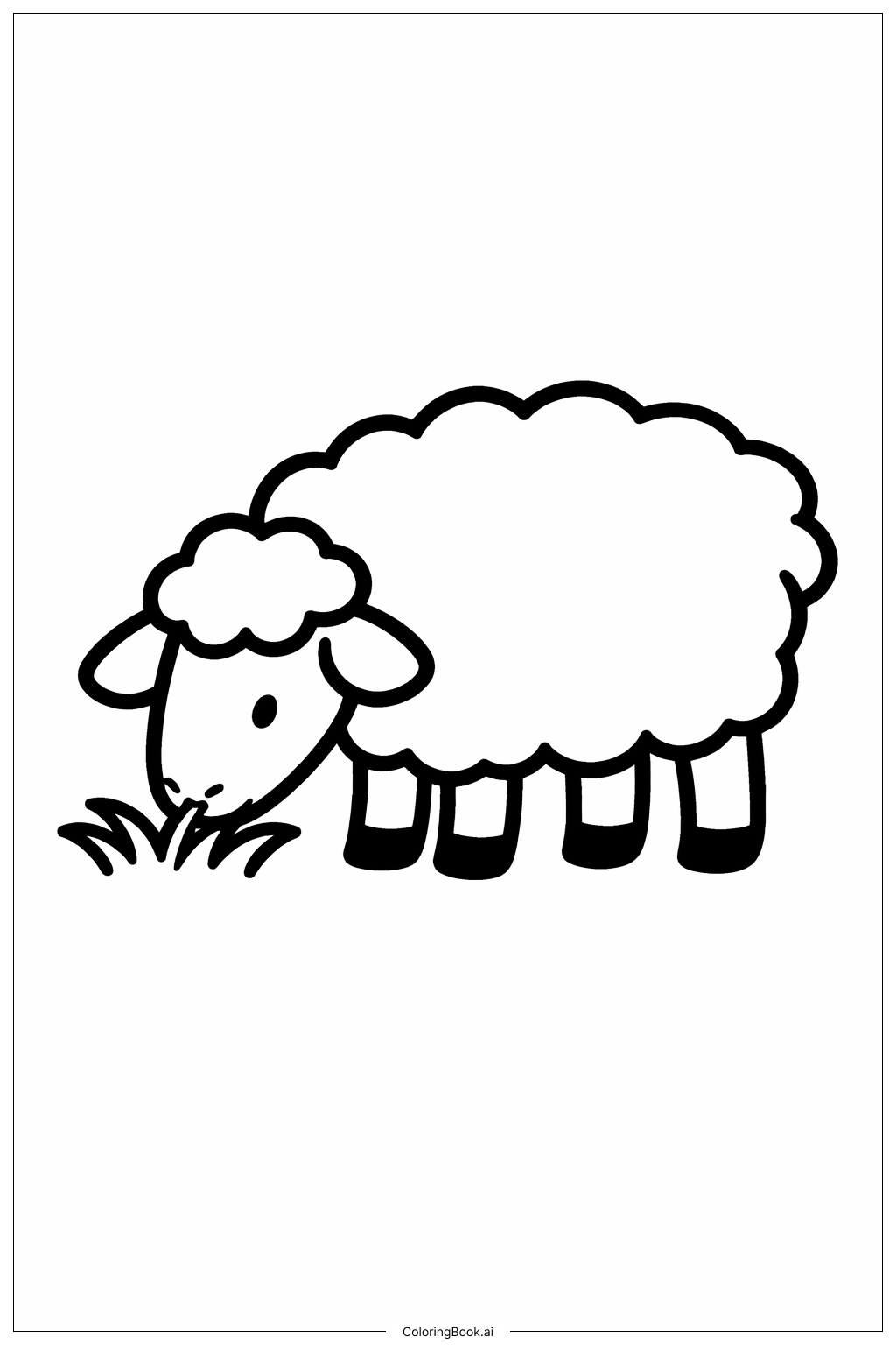 綿羊吃草著色頁 