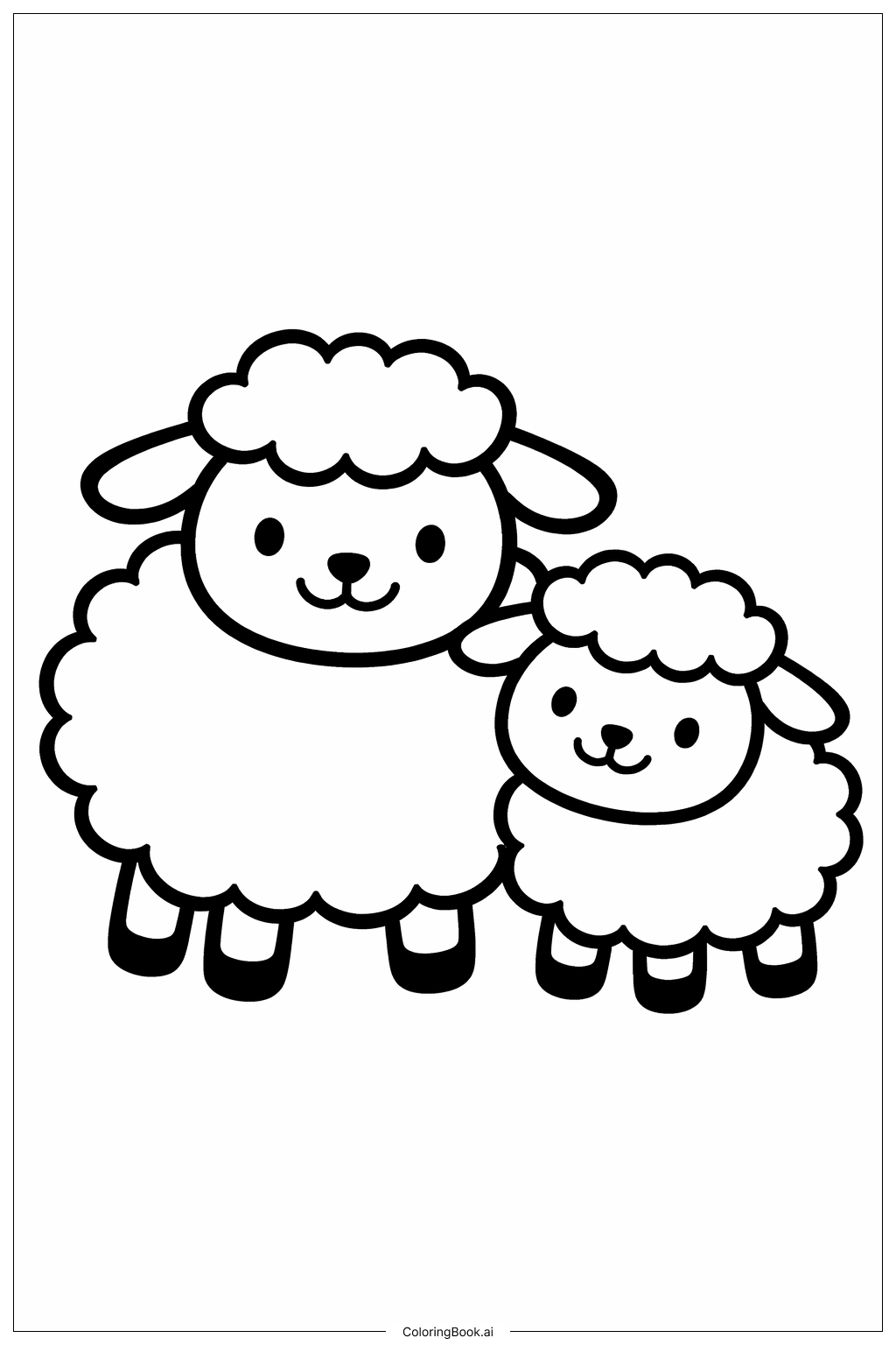  綿羊家庭著色頁 