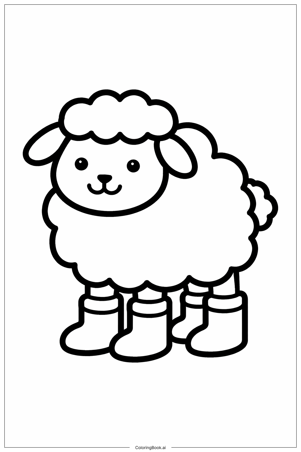  穿靴子的綿羊著色頁 