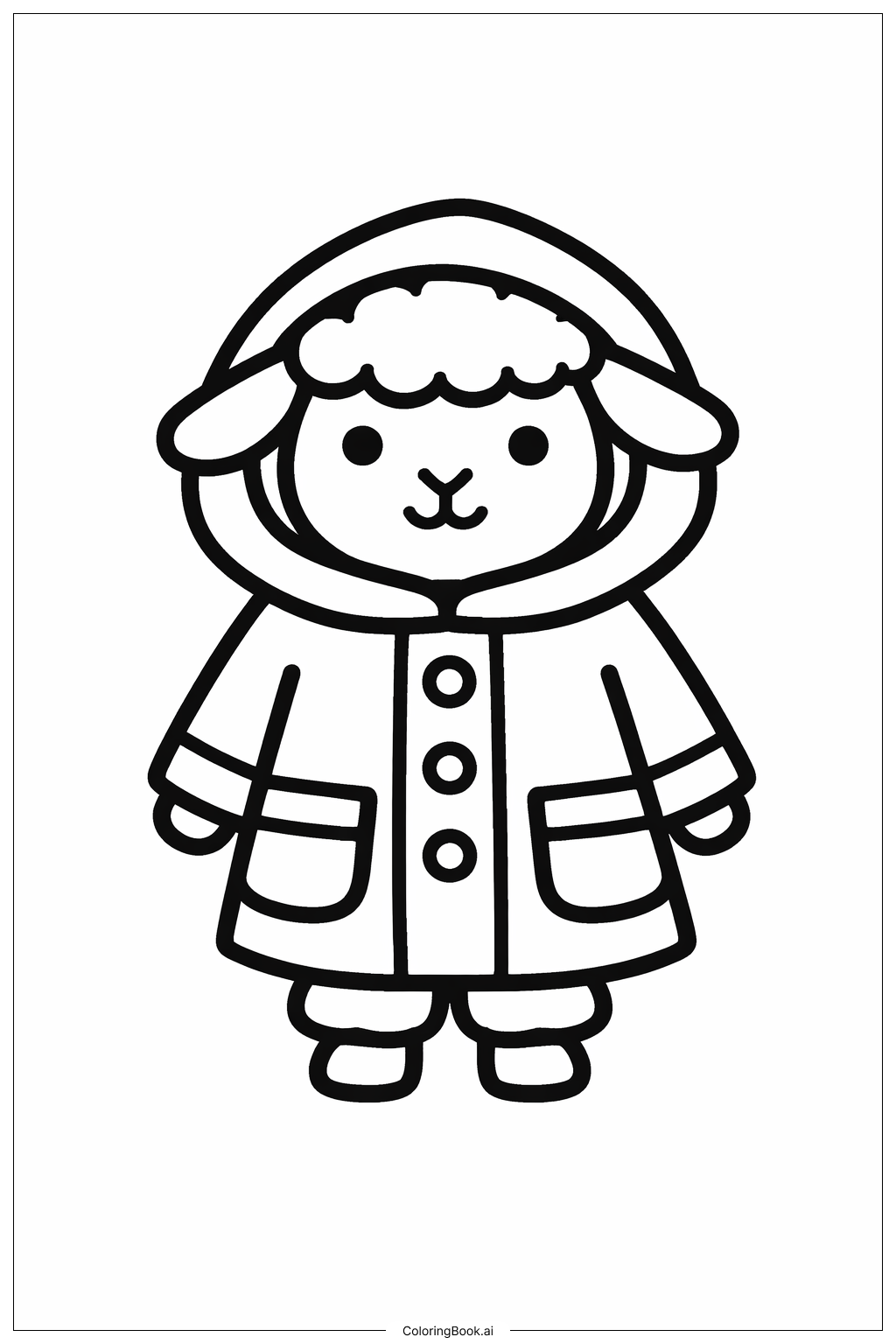  穿雨衣的綿羊著色頁 