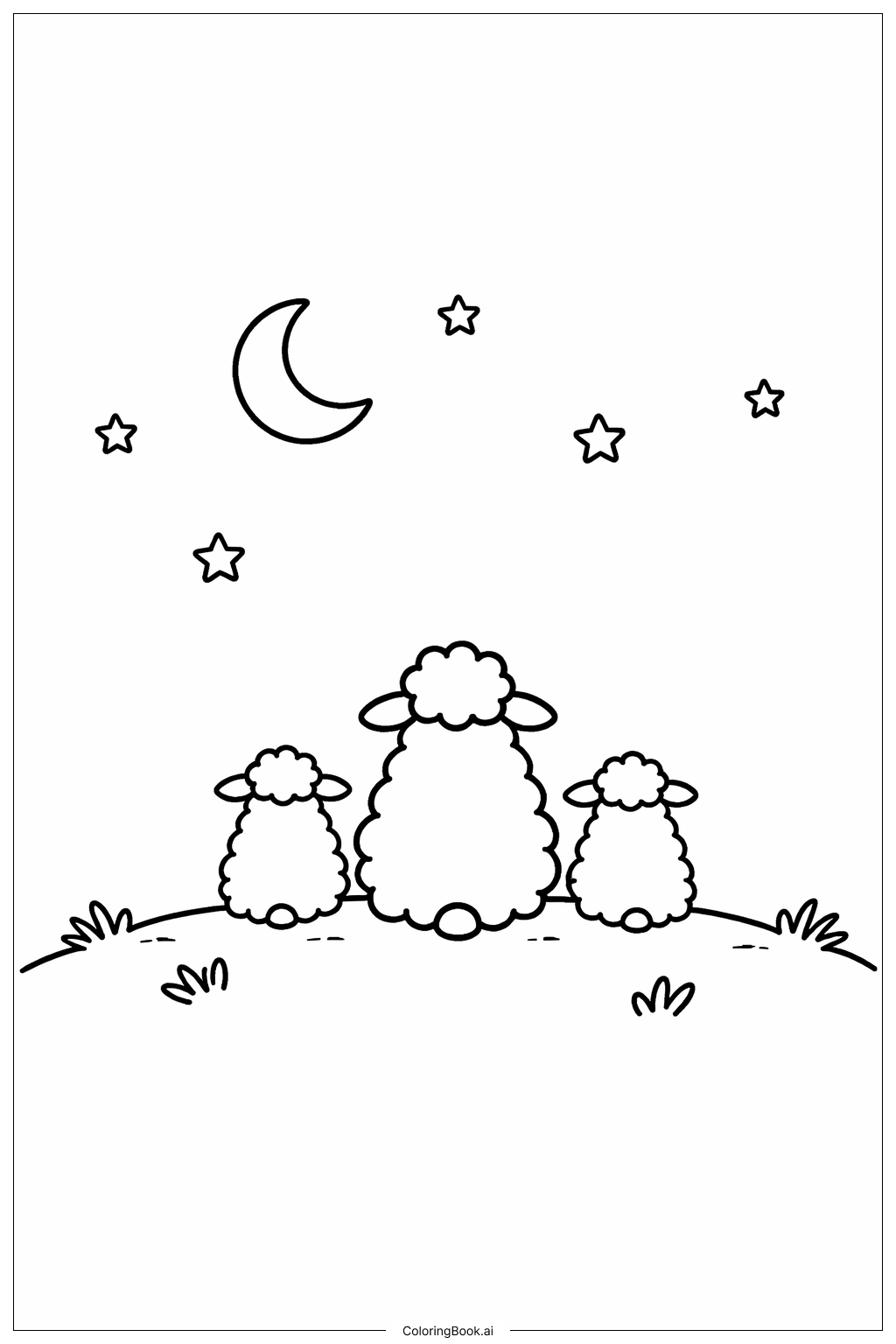  綿羊觀星著色頁 