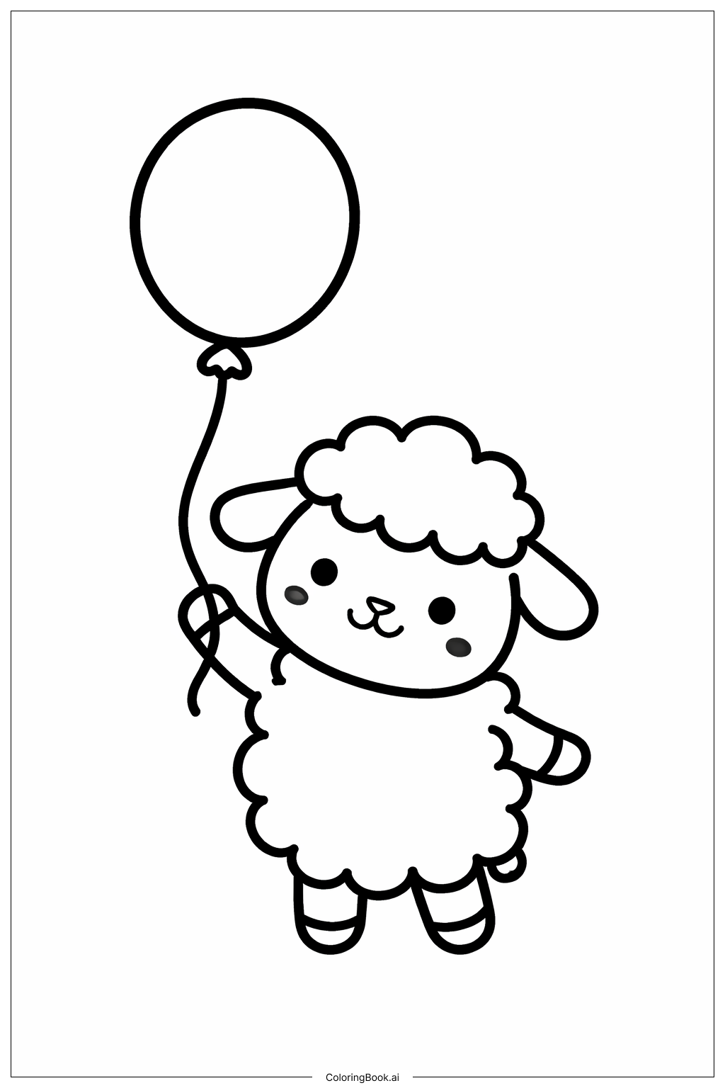  帶氣球的羊著色頁 