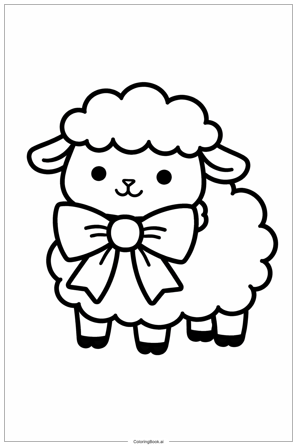  蝴蝶結綿羊著色頁 