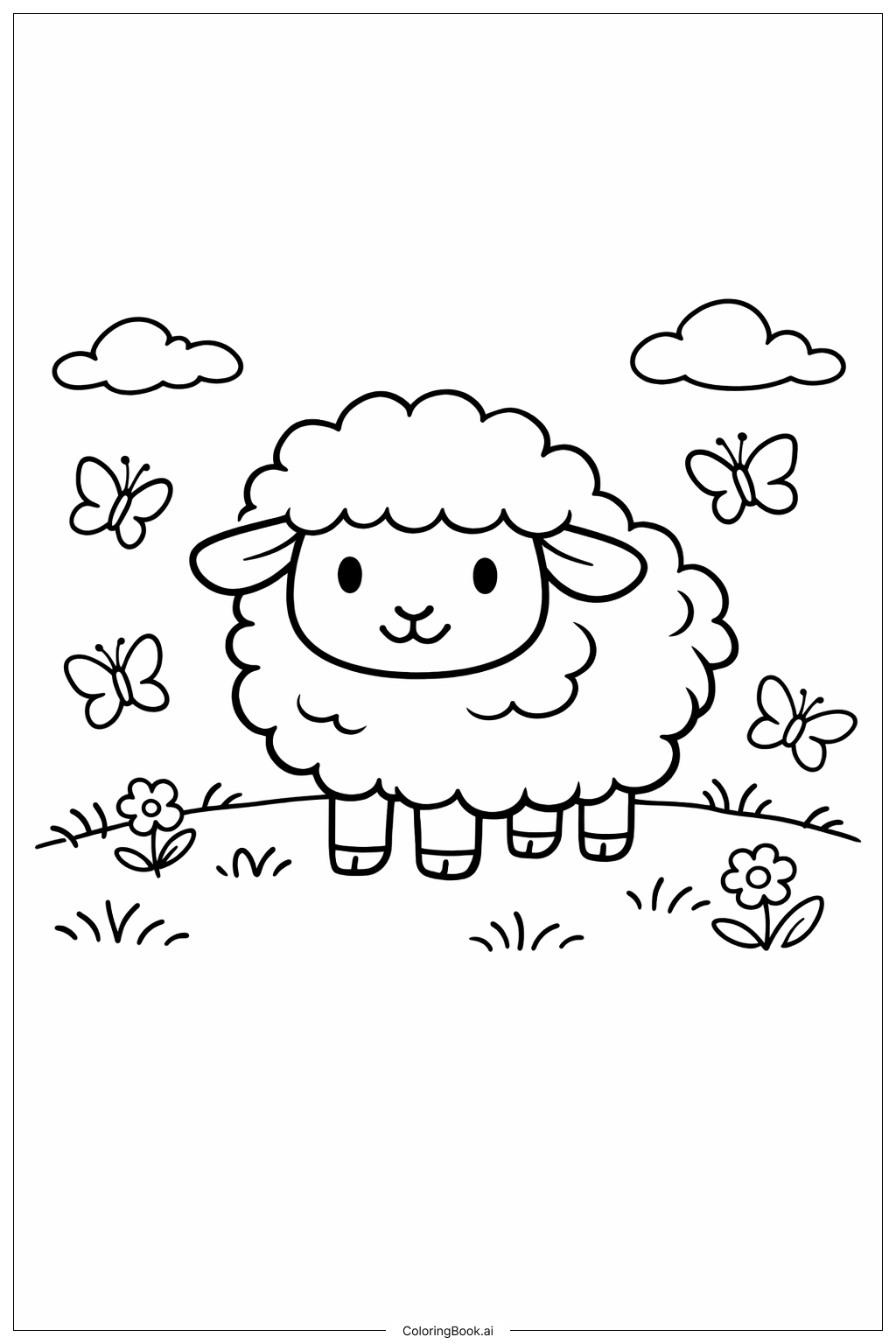  蝴蝶羊著色頁 