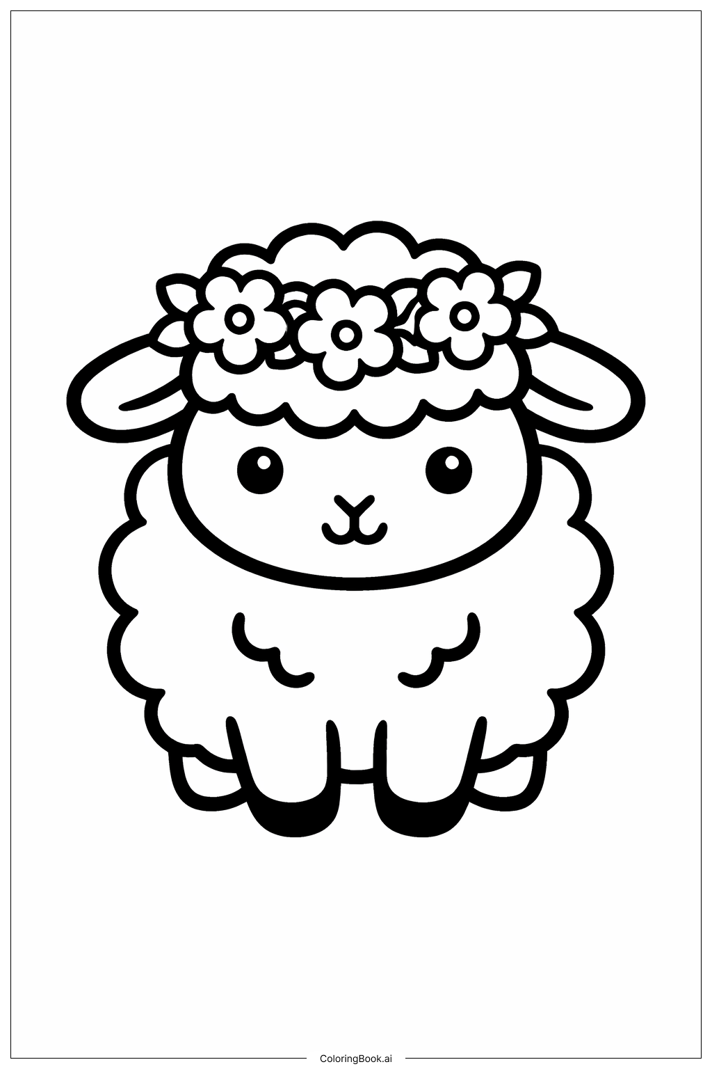  戴花環的綿羊著色頁 