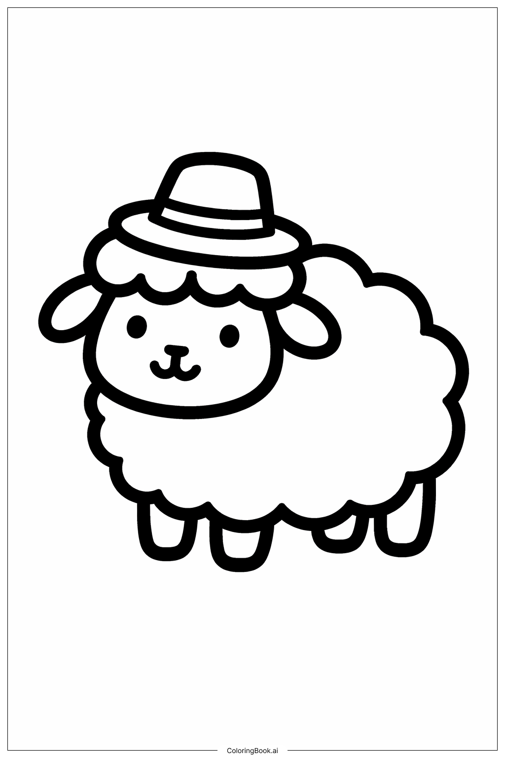  戴帽子的羊著色頁 