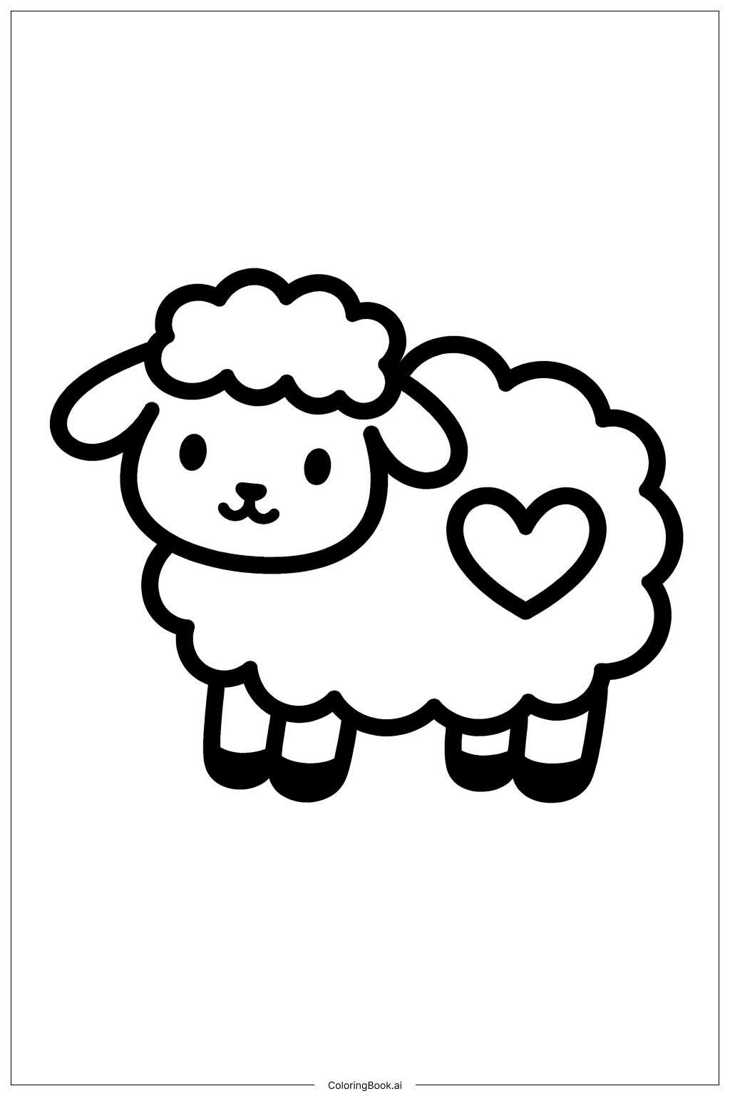  心型綿羊著色頁 