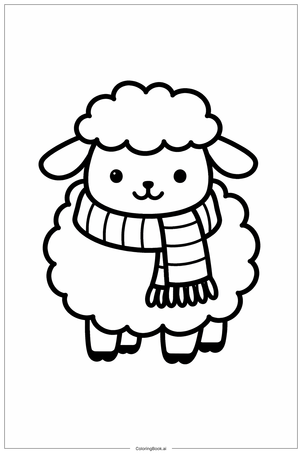  戴圍巾的綿羊著色頁 