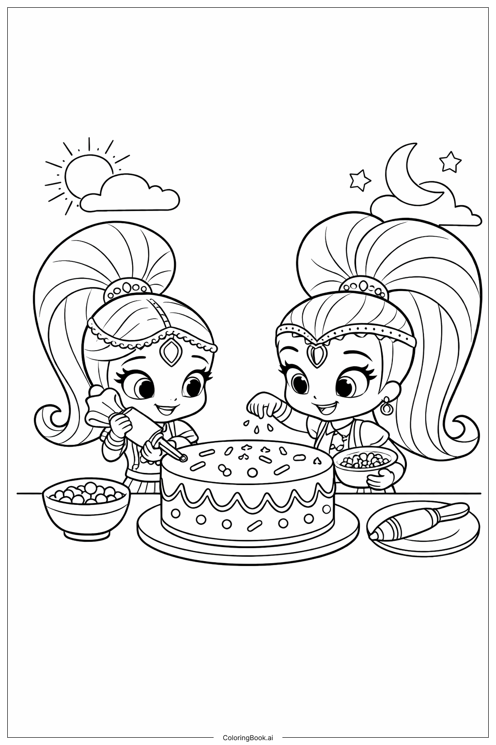  Shimmer And Shine Dekoriert Kuchen Ausmalseite 
