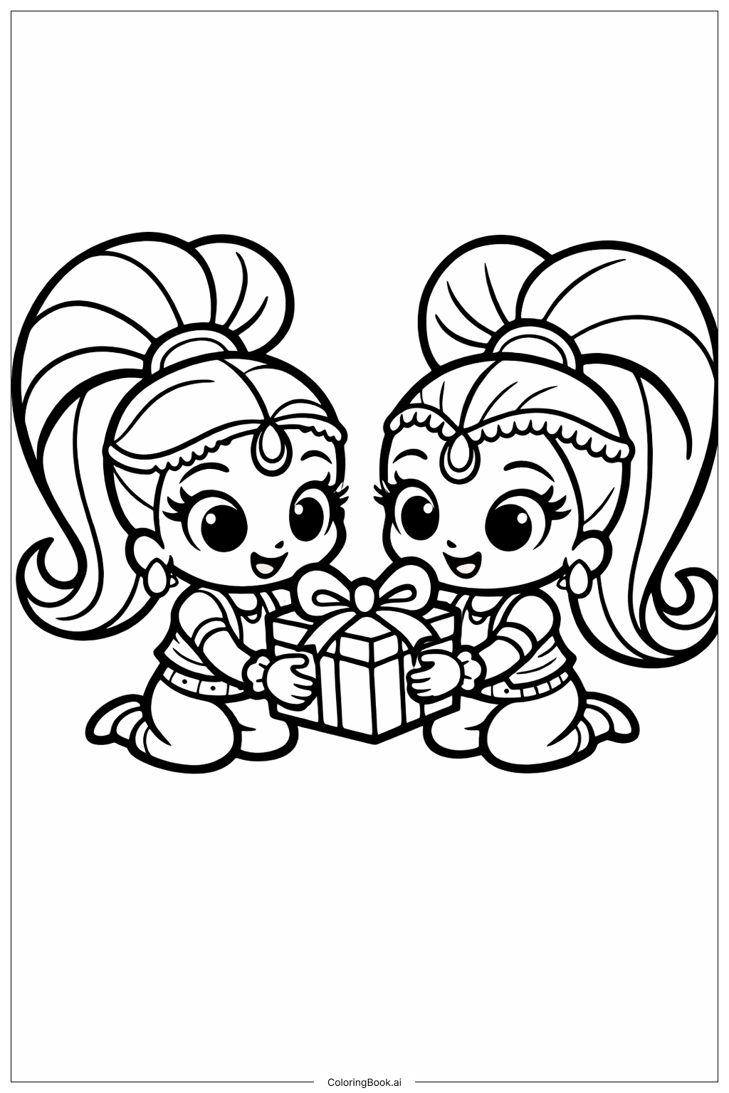 Shimmer und Shine schenken Geschenke Ausmalseite
