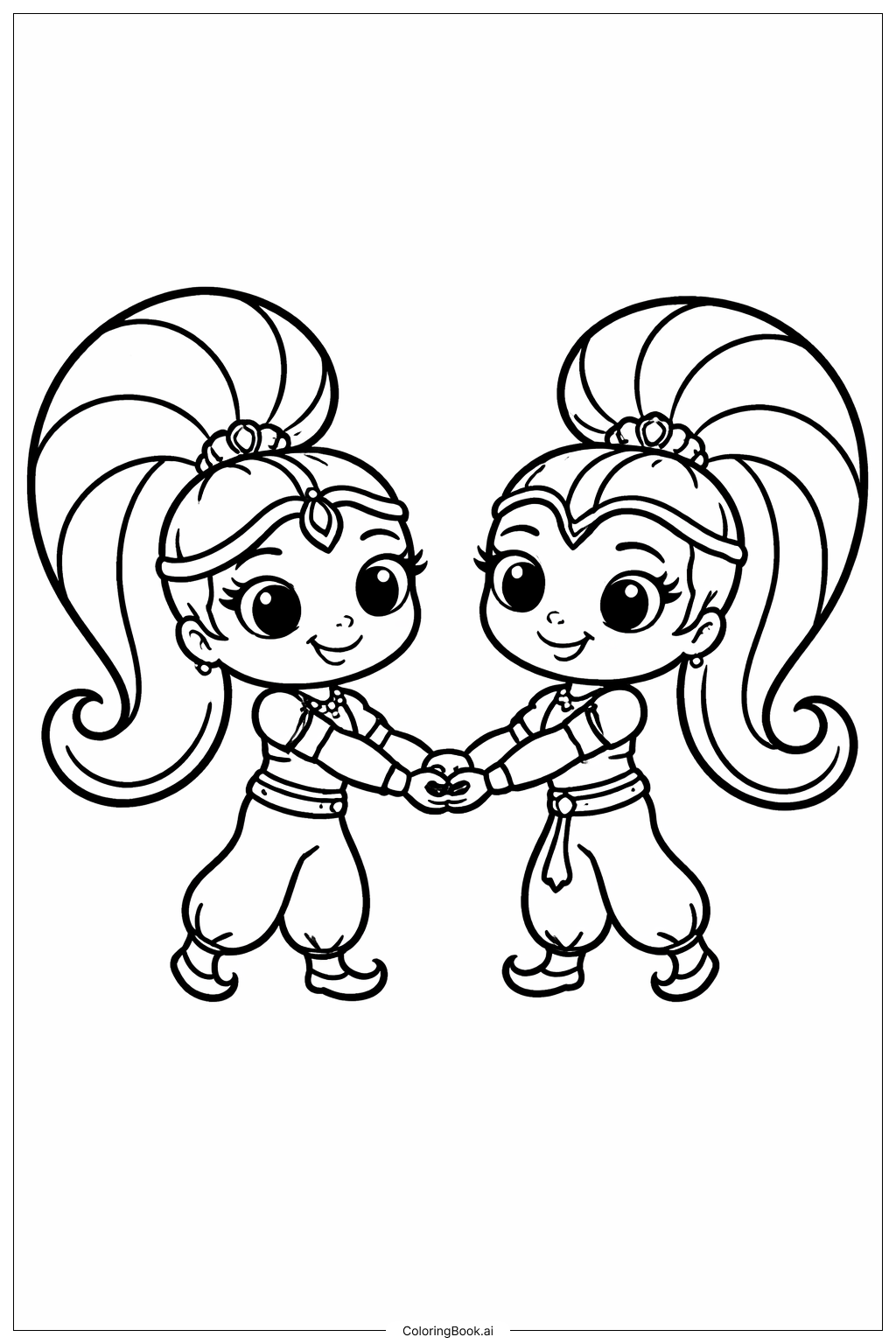  섬머와 샤인 손 잡기 색칠공부 페이지 