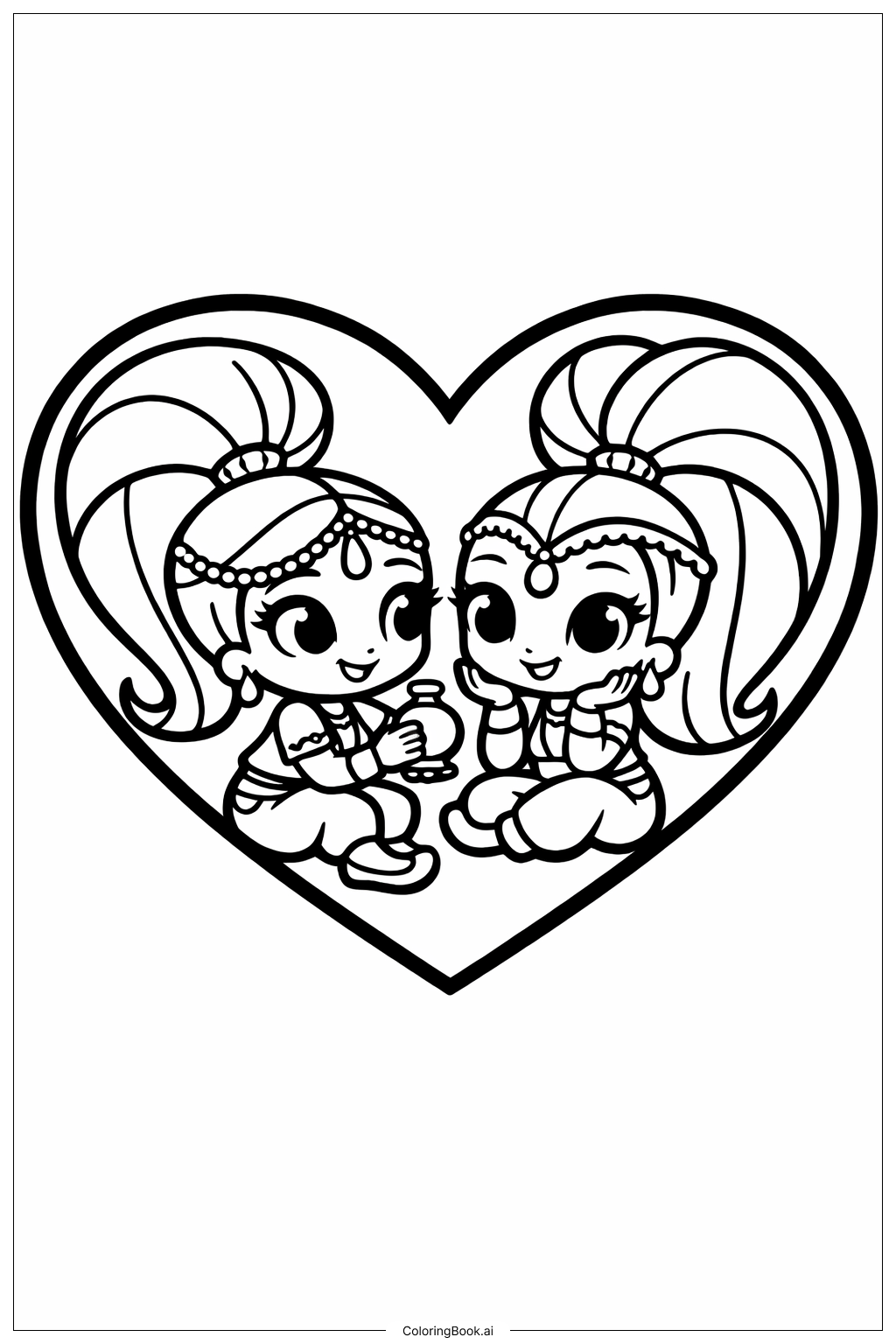Shimmer And Shine Im Herz Ausmalseite