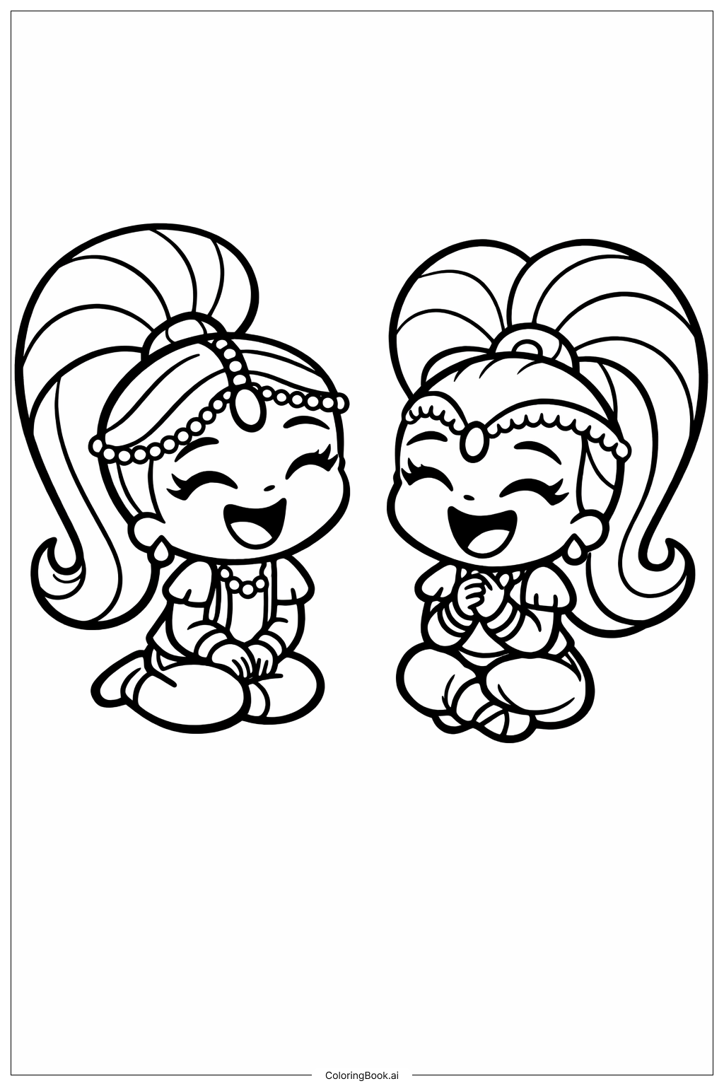  쉬머 앤 샤인 웃음 색칠공부 페이지 