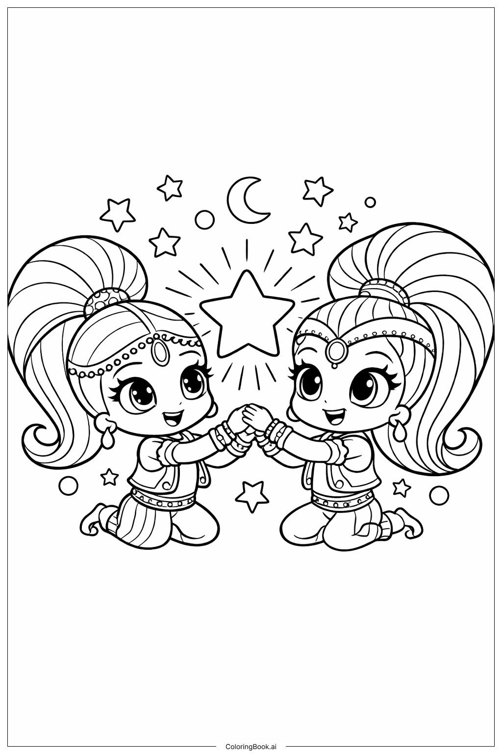 쉬머 앤 샤인 소원 빌기 색칠공부 페이지