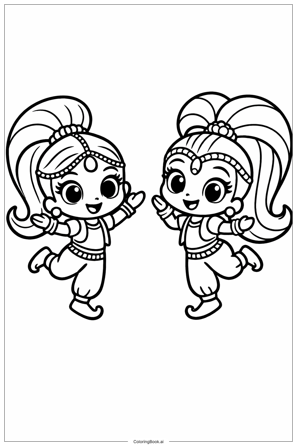  쉬머 앤 샤인 건너뛰기 색칠공부 페이지 