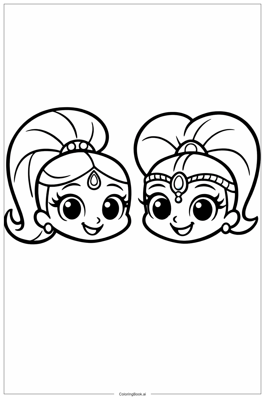  샤이머 앤 샤인 미소 짓는 얼굴 색칠공부 페이지 