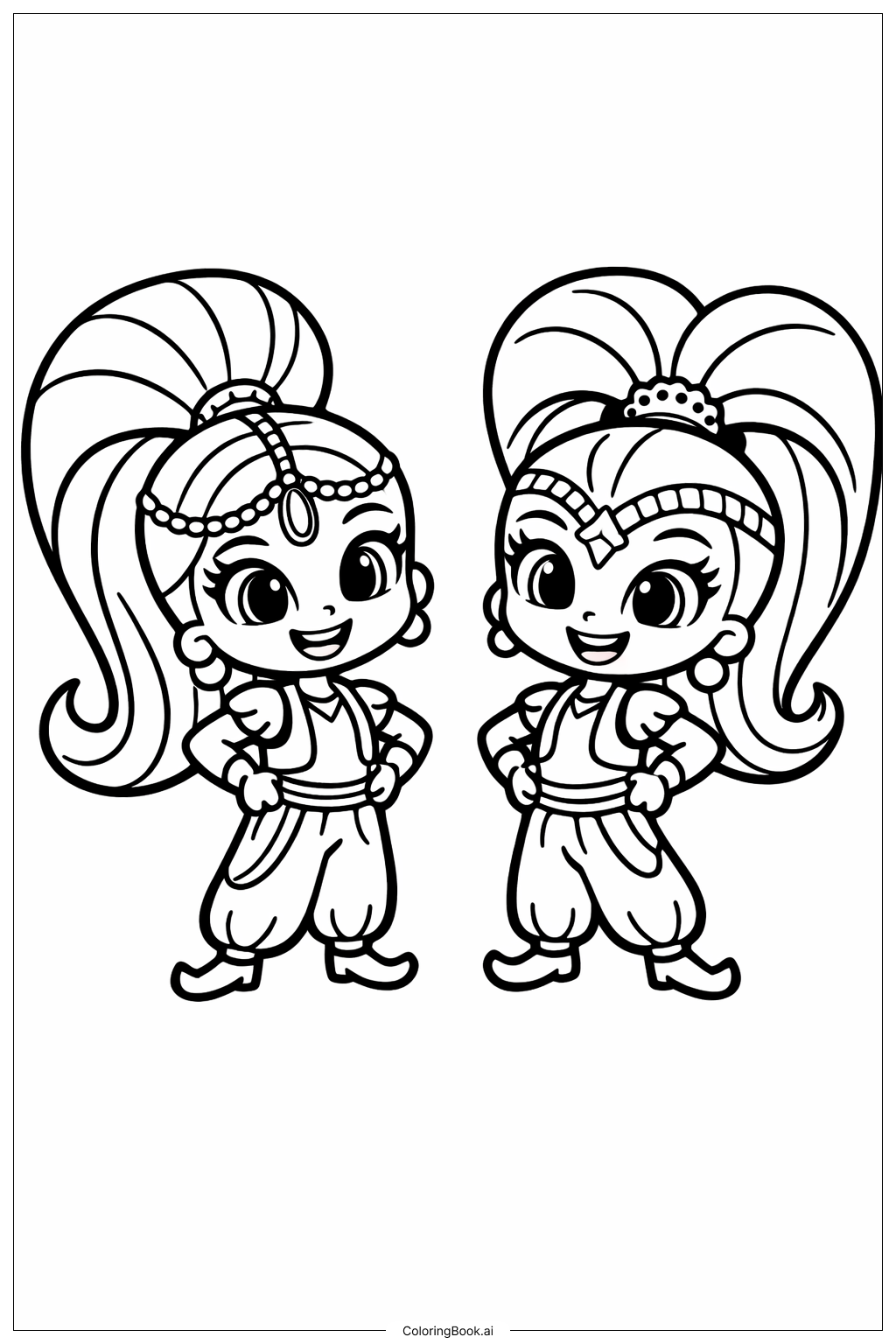  샤이머 앤 샤인 스마일링 색칠공부 페이지 