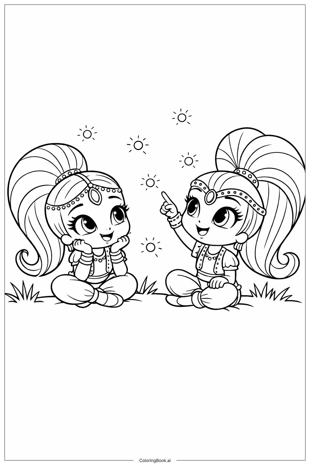  閃亮與閃耀觀賞螢火蟲著色頁 