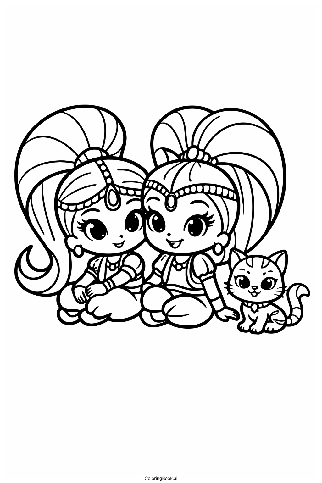 Shimmer And Shine With Cat