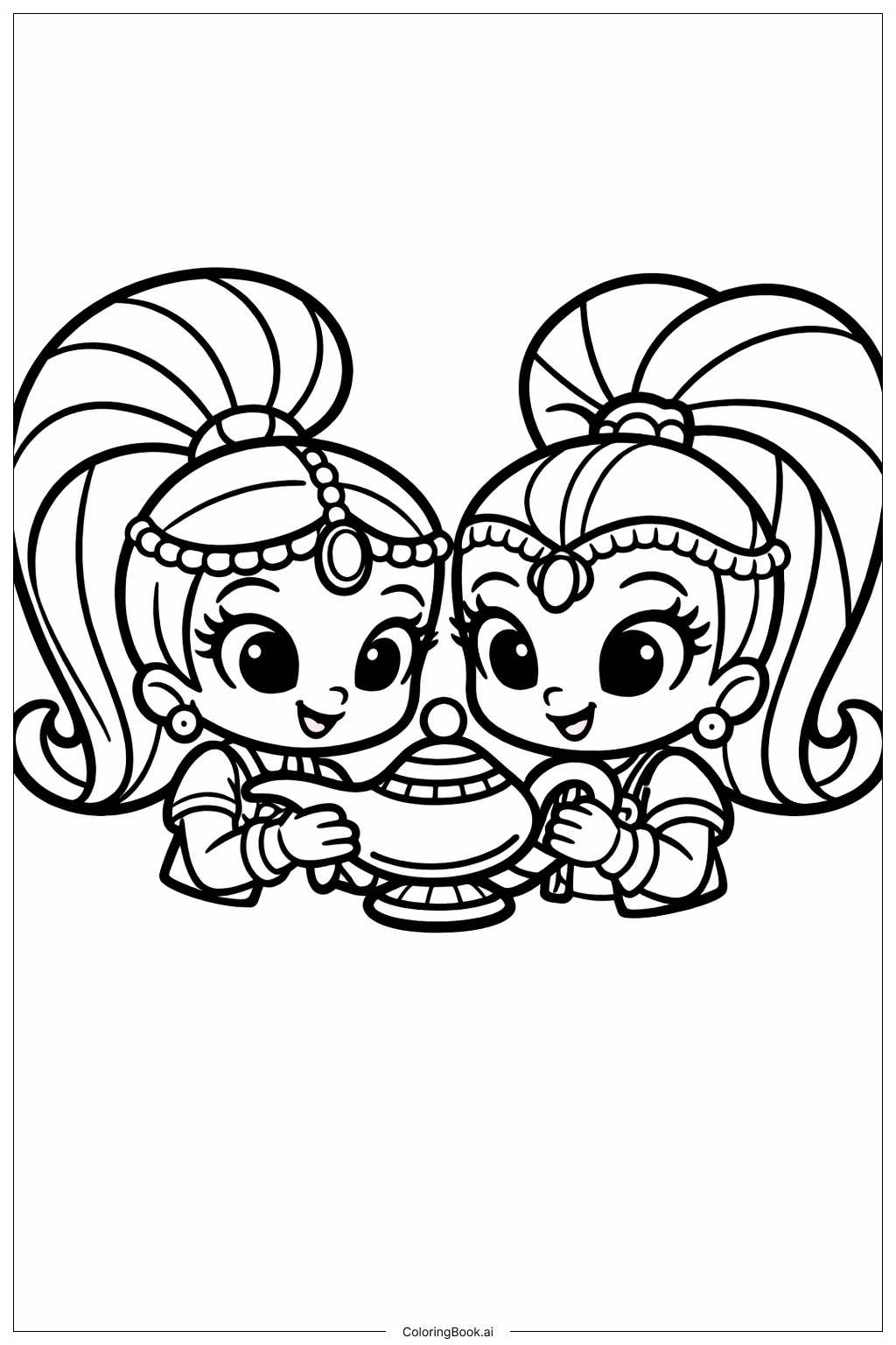  램프와 함께하는 시머 앤 샤인 색칠공부 페이지 