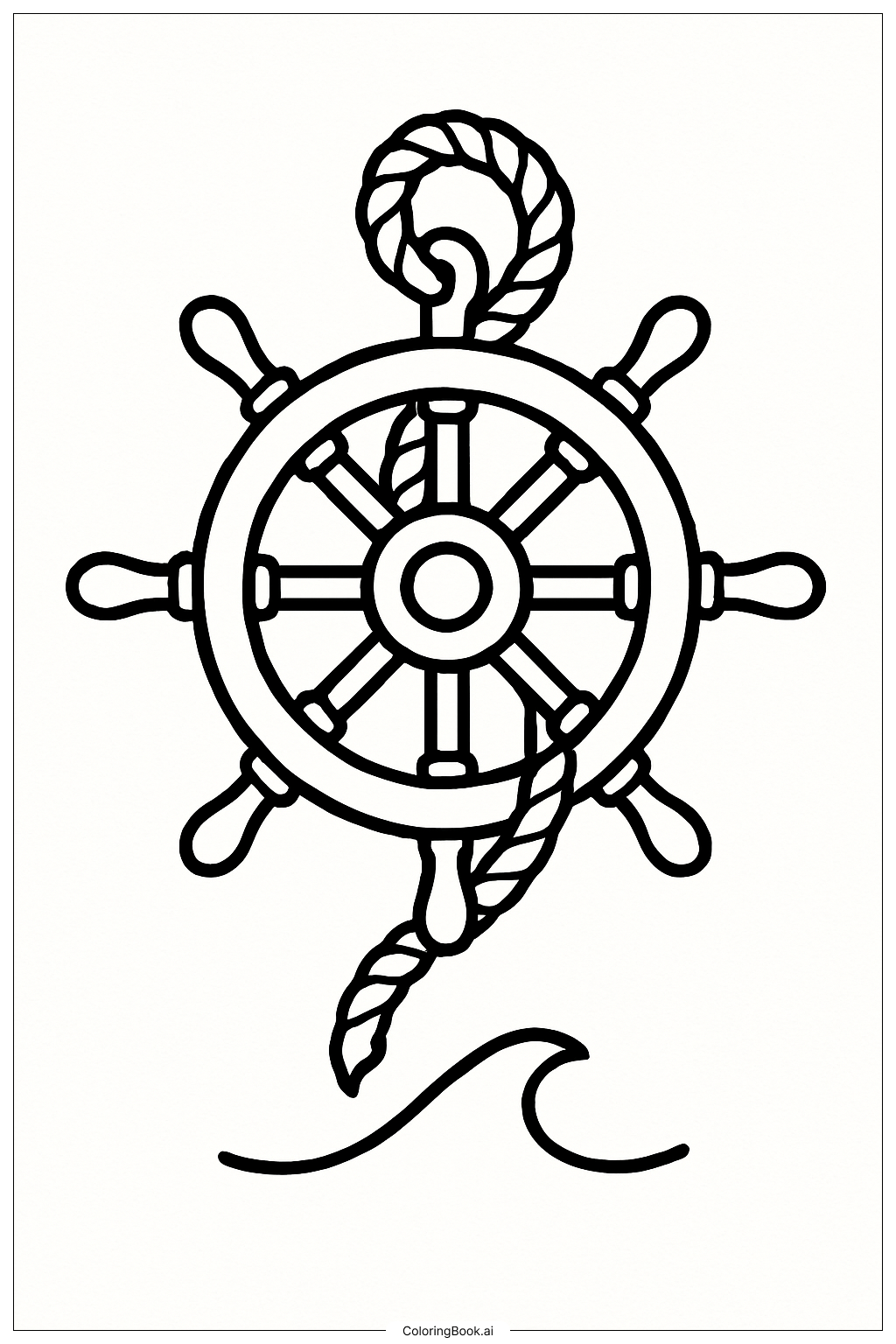  Página para colorear de Tatuaje de Timón de Barco 