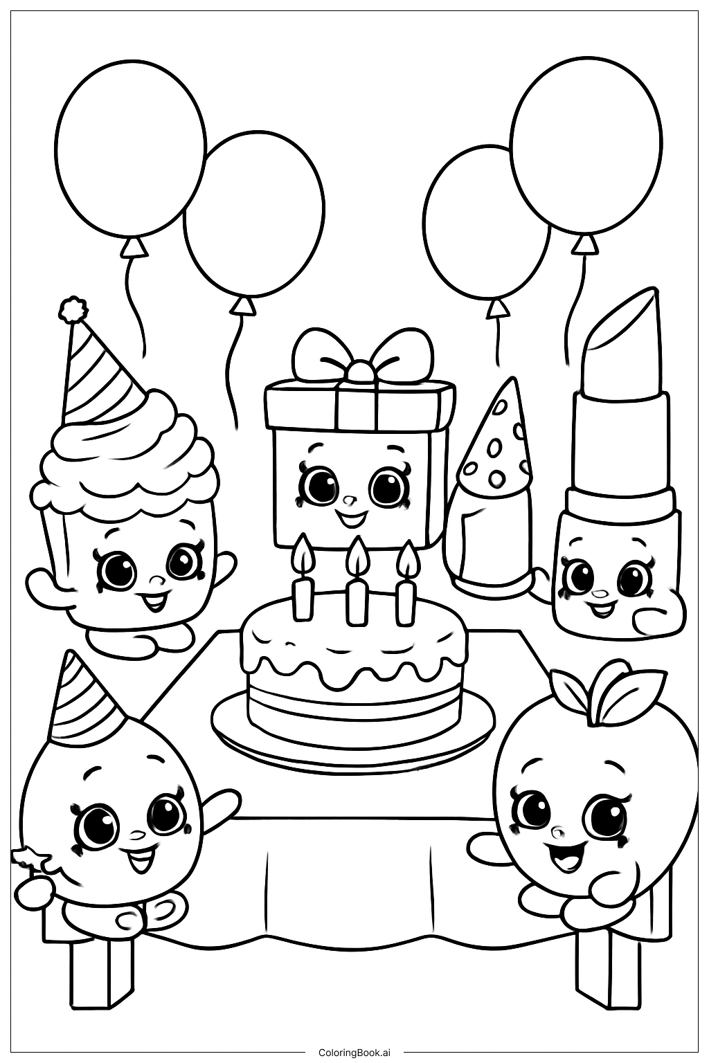  Shopkins生日派对桌填色页 