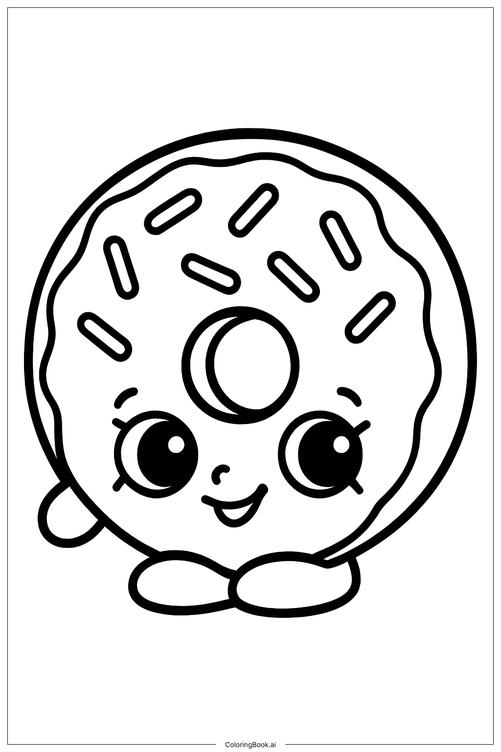  Shopkins 跳舞甜甜圈填色页 