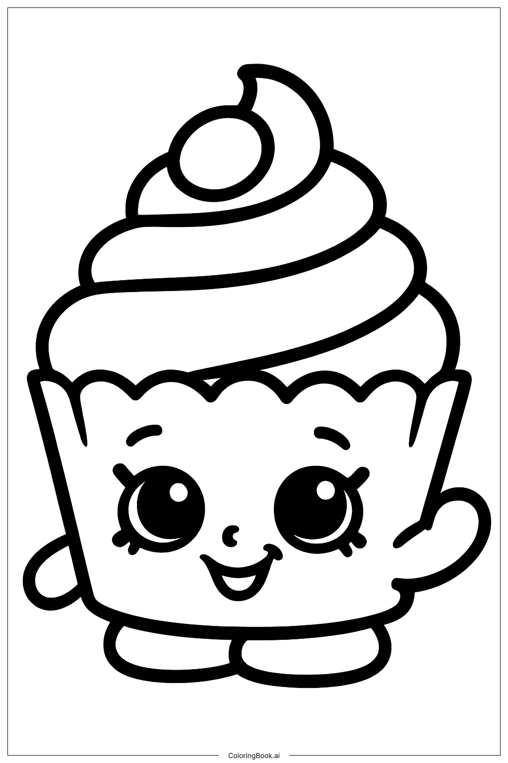  Shopkins 开心杯子蛋糕填色页 