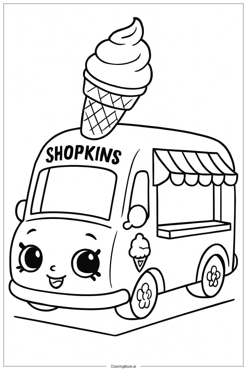  Shopkins冰激凌车填色页 