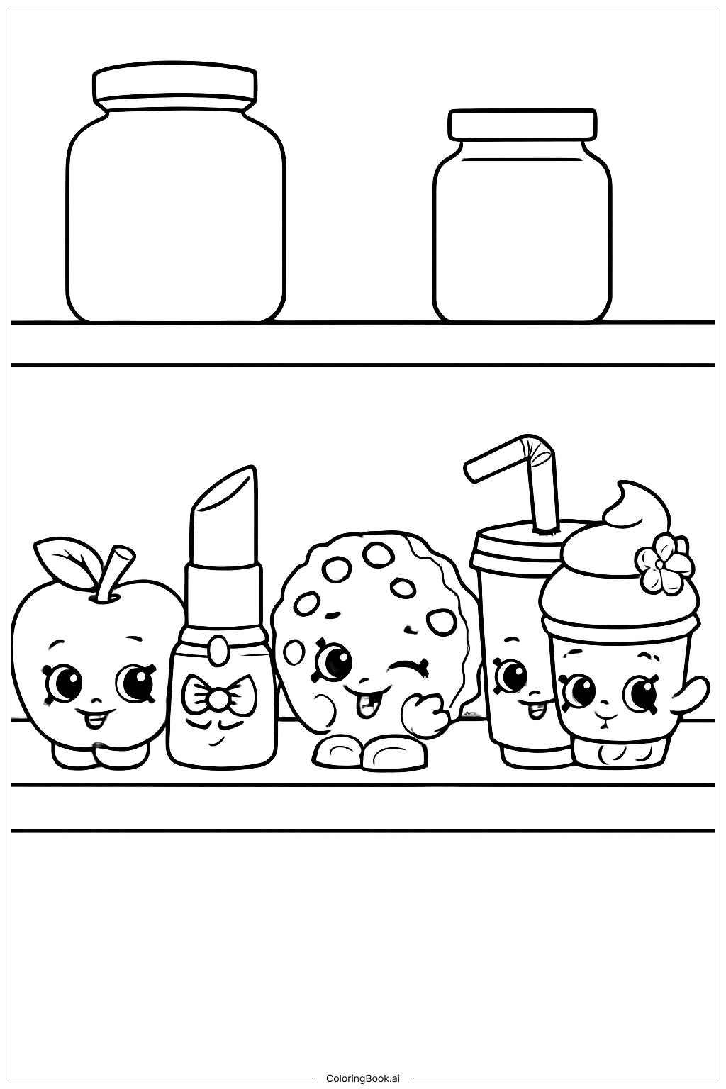  Shopkins厨房架组合填色页 