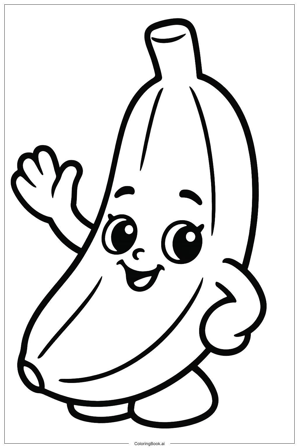  Shopkins 笑脸香蕉填色页 