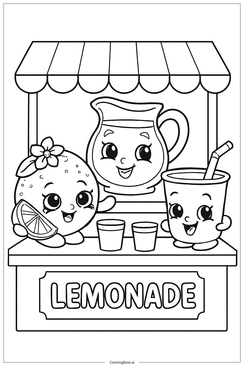  Shopkins 柠檬水摊填色页 