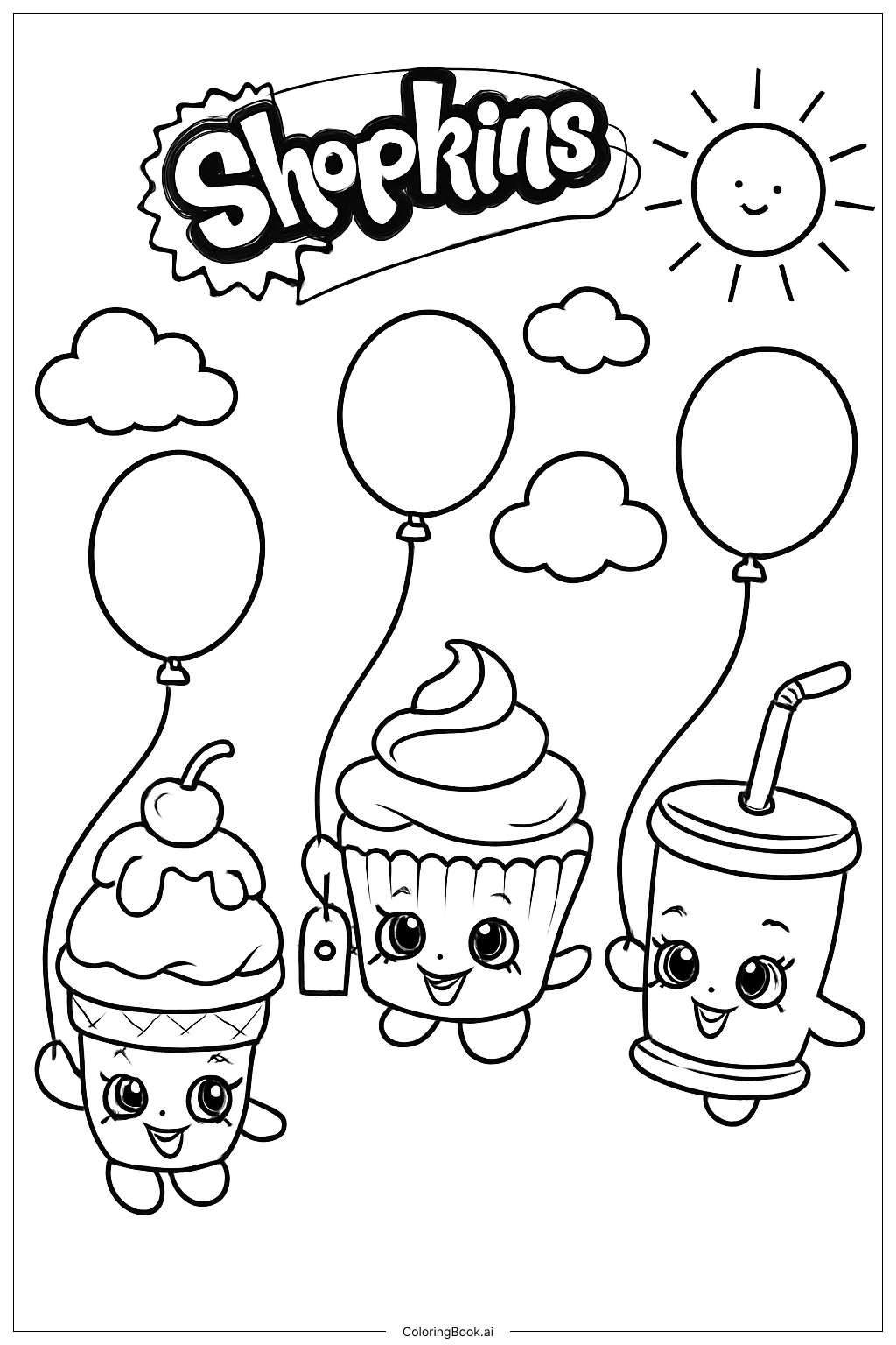  Shopkins派对气球组合填色页 